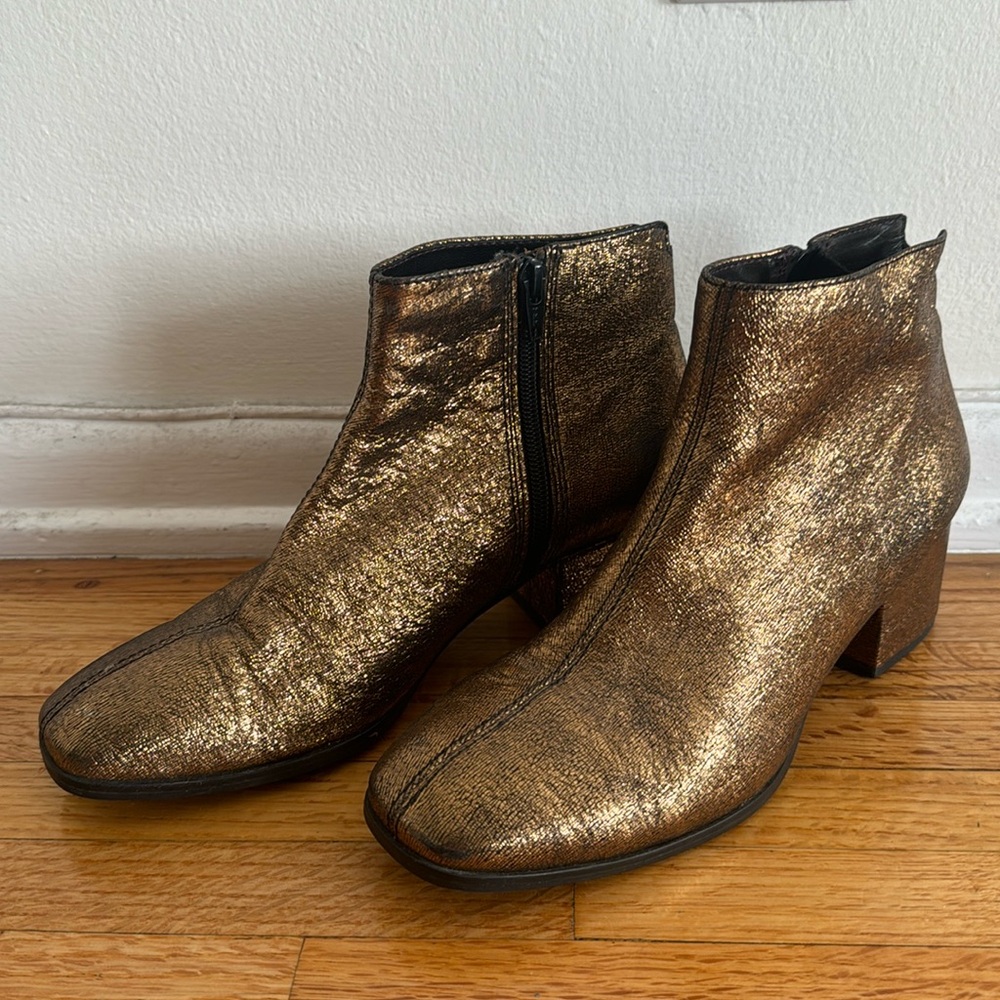 Vagabond Gold Metallic Ankle Boots